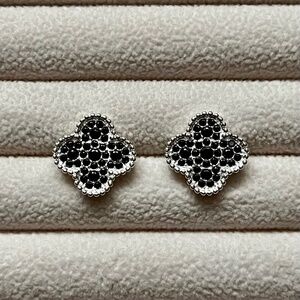 Elegant Silver and Black Stud Earrings